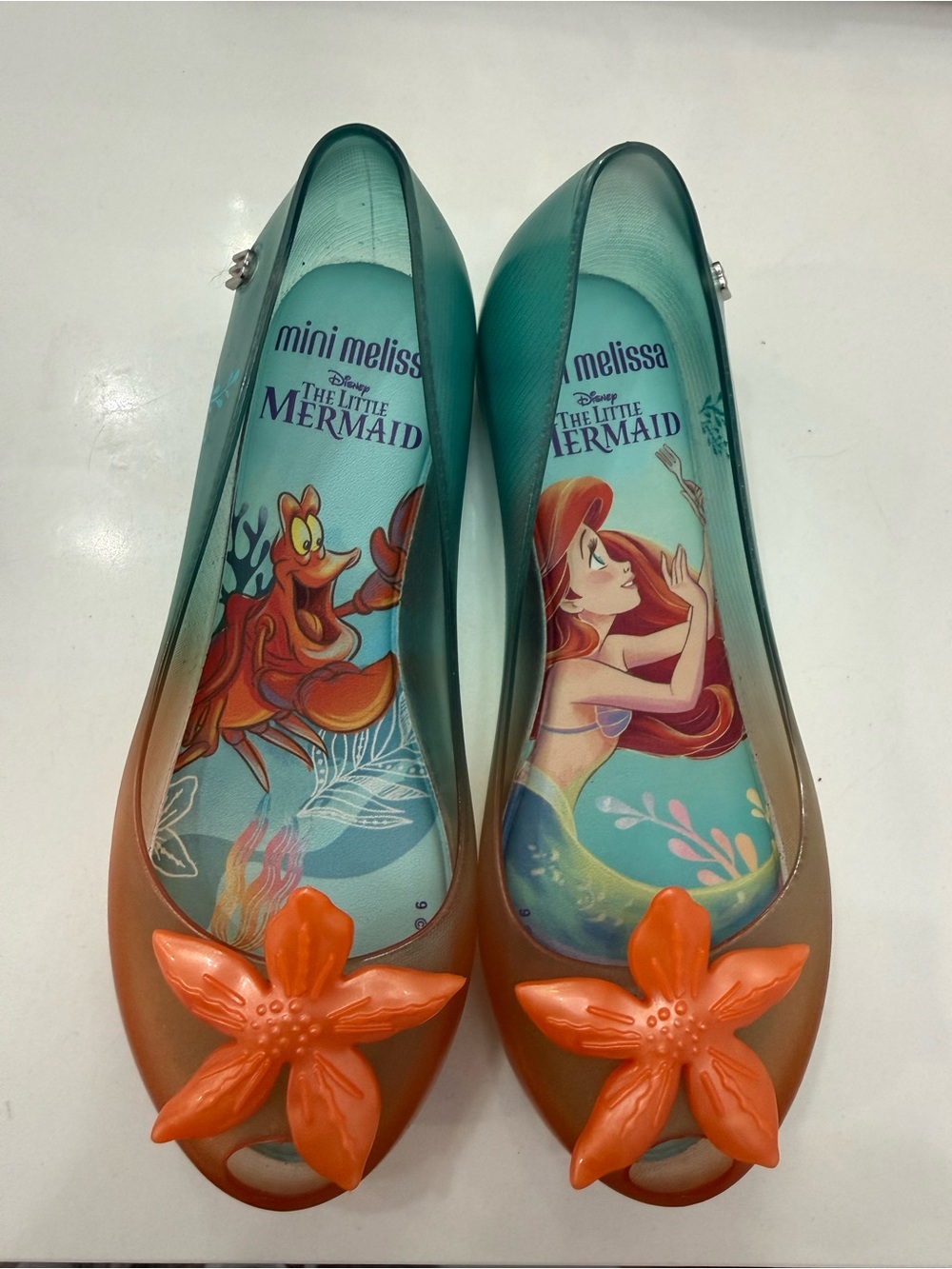 Mini Melissa The Little Mermaid Jelly Flats in Teal & Orange